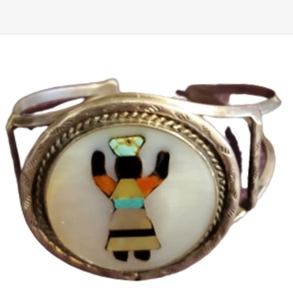 Vintage Sterling Navajo Kachina Man cuff - Picture 1 of 8